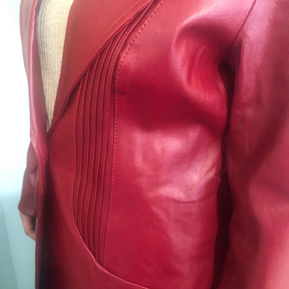 Denim & Co. One Button Leather Jacket with Pintuck - Picture 3 of 6